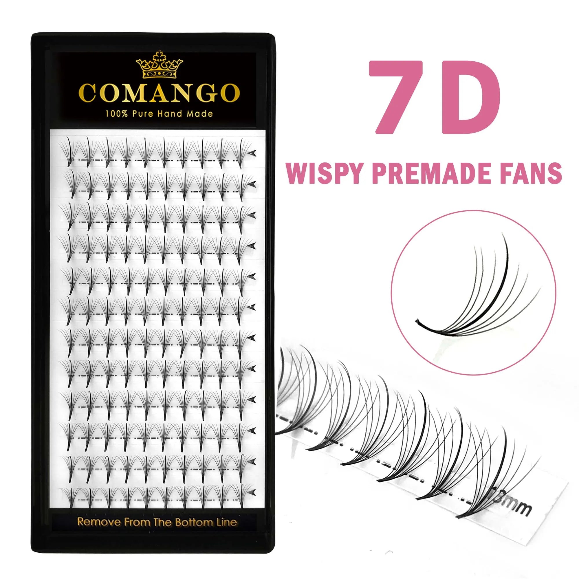 CoMango 7D 300/120Fans Pointy Base Premade Hybrid Fan Eyelash Extension Single&Mix8-15 Faux Mink Wispy Lash Korean Makeup