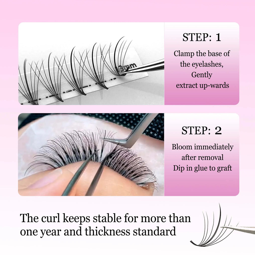 CoMango 7D 300/120Fans Pointy Base Premade Hybrid Fan Eyelash Extension Single&Mix8-15 Faux Mink Wispy Lash Korean Makeup