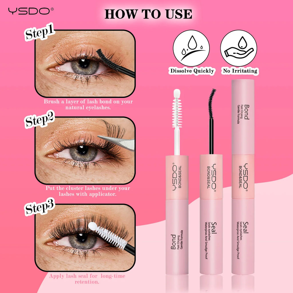 DIY Lash Extension Kit Lash Individual Lashes Clusters8-16mm With Waterproof Lash Bond And Seal Eyelash Tweezers Lash Kit