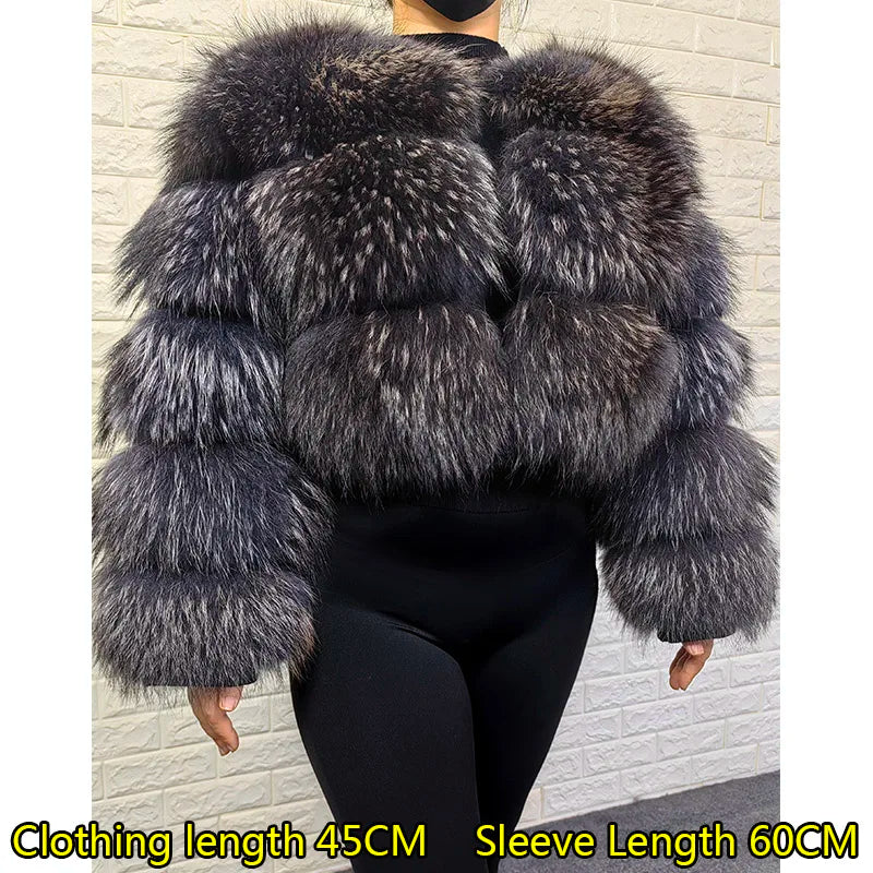 2025 maomaokong Super Hot Winter Women Luxury Thick Real Raccoon Fur Coat Natural Fox Fur Jacket Plus Size Jackets Female Vest
