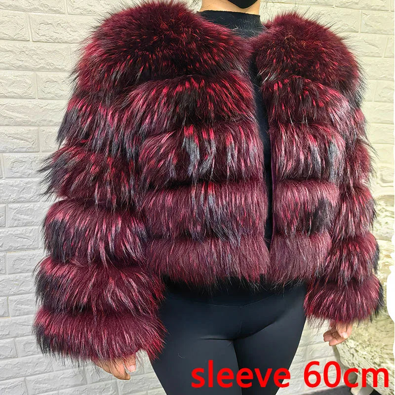 2025 maomaokong Super Hot Winter Women Luxury Thick Real Raccoon Fur Coat Natural Fox Fur Jacket Plus Size Jackets Female Vest