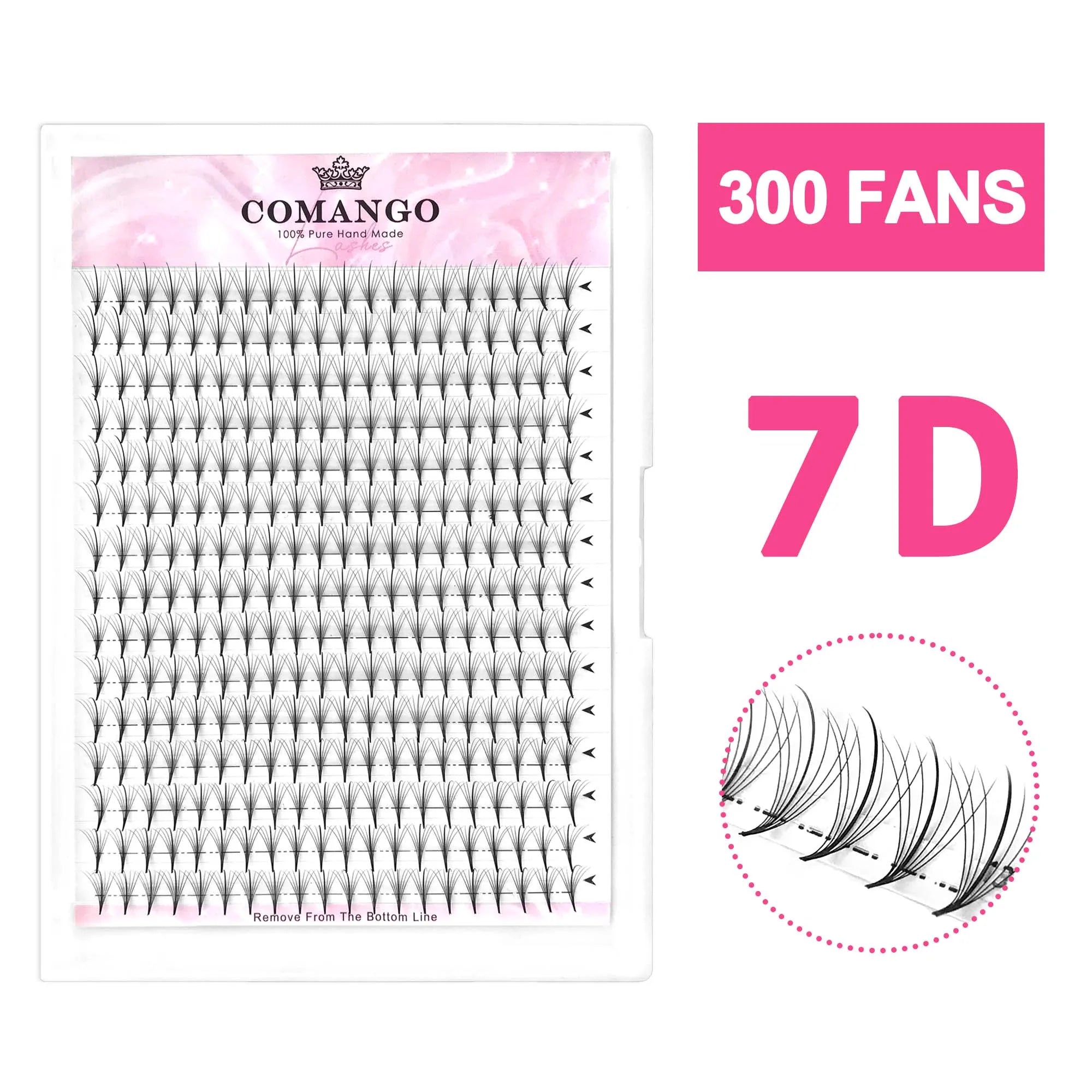 CoMango 7D 300/120Fans Pointy Base Premade Hybrid Fan Eyelash Extension Single&Mix8-15 Faux Mink Wispy Lash Korean Makeup