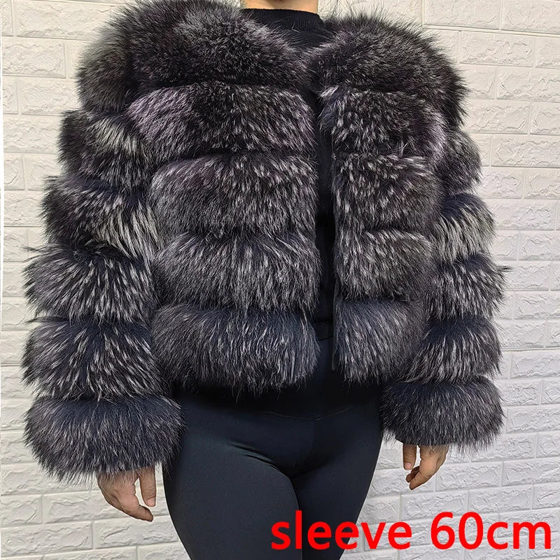 2025 maomaokong Super Hot Winter Women Luxury Thick Real Raccoon Fur Coat Natural Fox Fur Jacket Plus Size Jackets Female Vest