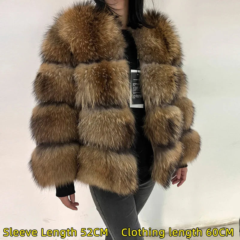 2025 maomaokong Super Hot Winter Women Luxury Thick Real Raccoon Fur Coat Natural Fox Fur Jacket Plus Size Jackets Female Vest