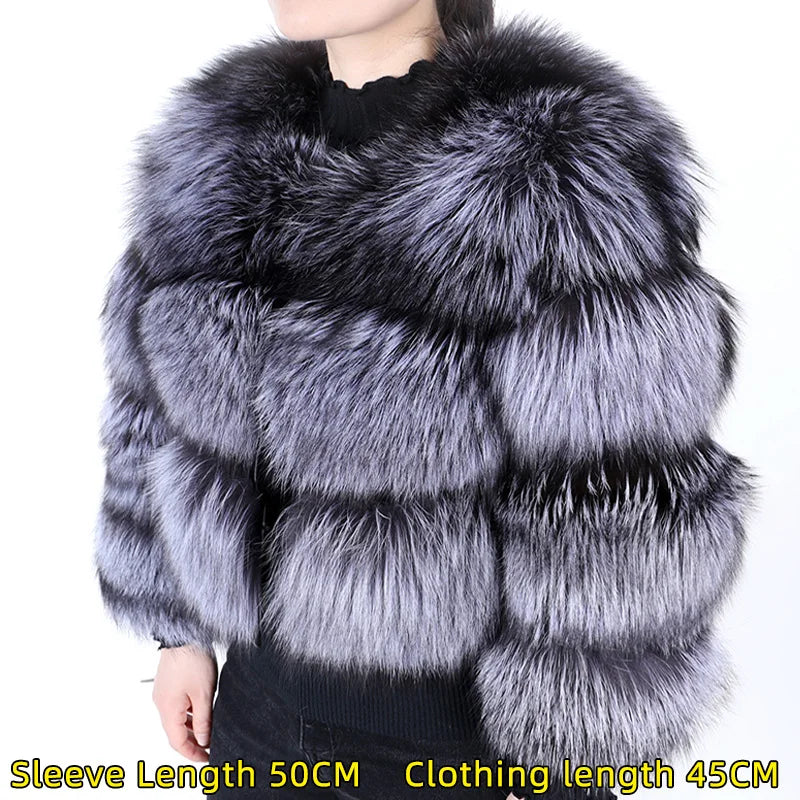 2025 maomaokong Super Hot Winter Women Luxury Thick Real Raccoon Fur Coat Natural Fox Fur Jacket Plus Size Jackets Female Vest