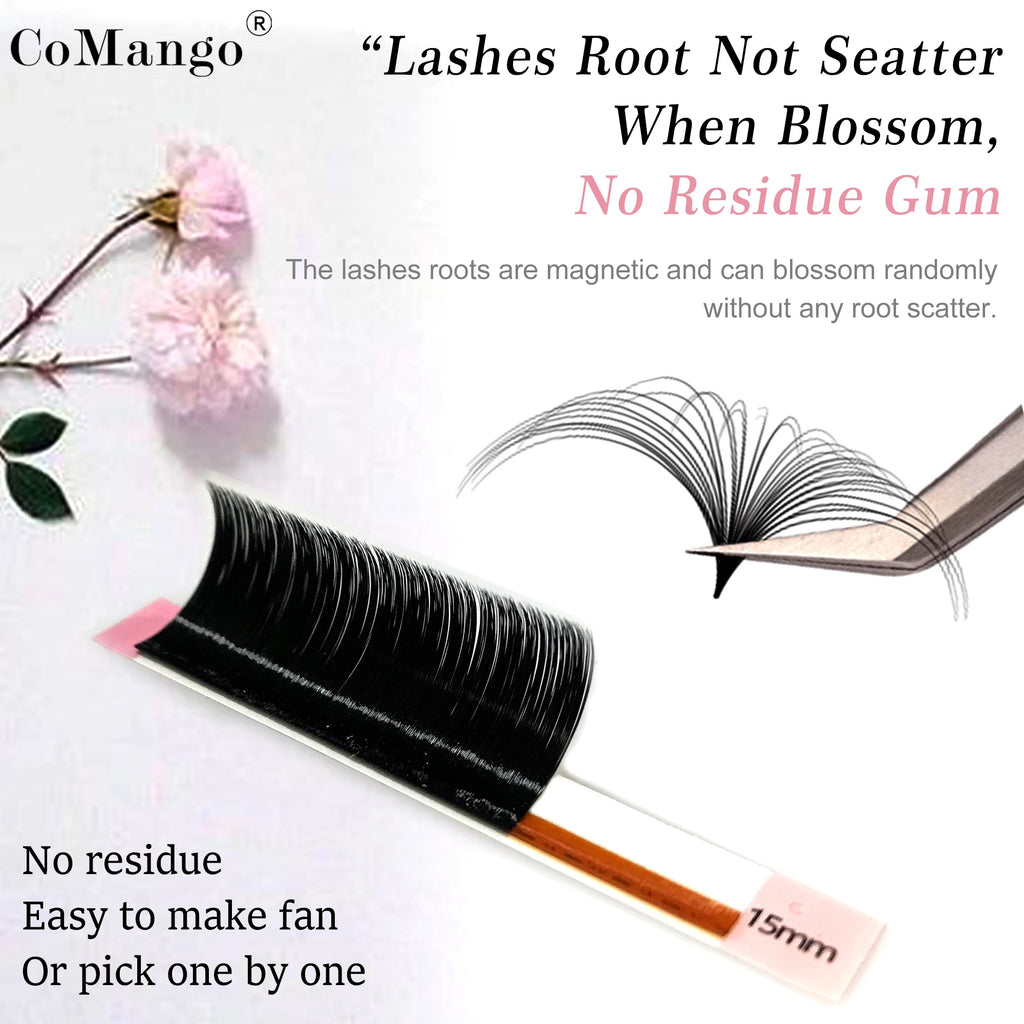 Comango Easy Fan Lashes Faux Mink Eyelash Extension Fast Bloom Automatic Flowering Self-Making Volume Soft Natural Makeup Beauty