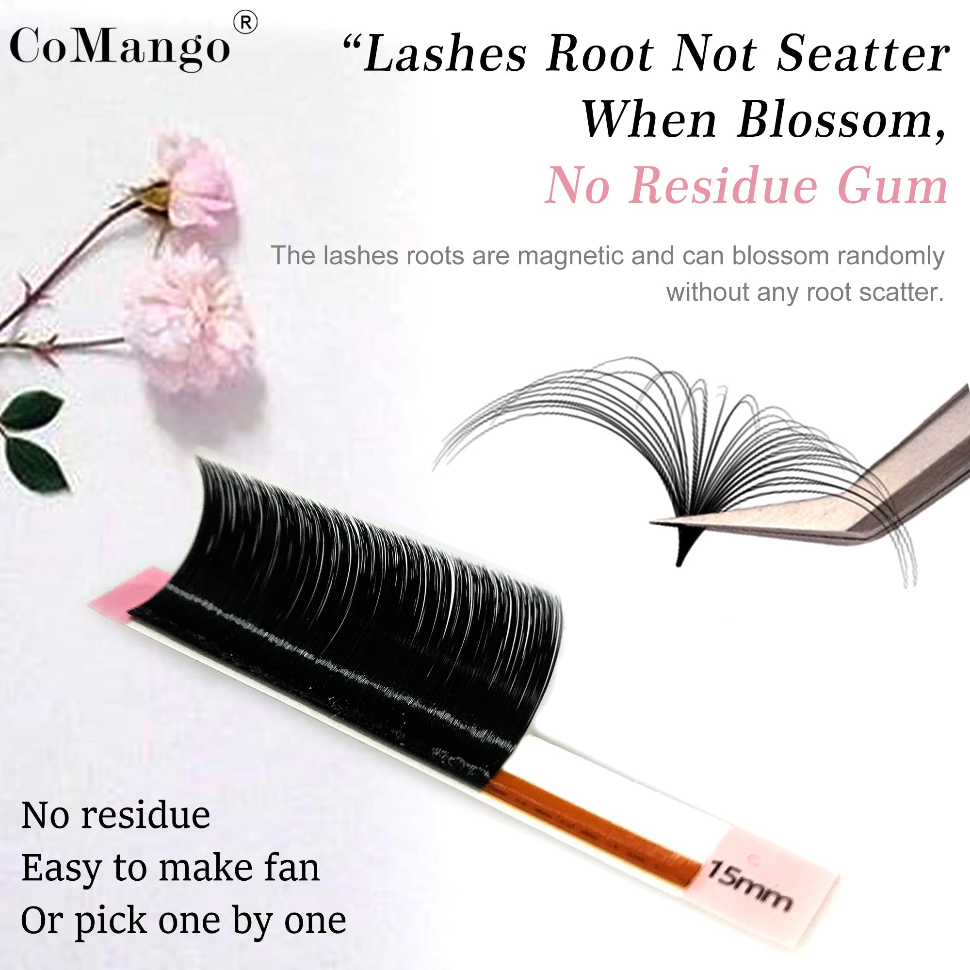 Comango Easy Fan Lashes Faux Mink Eyelash Extension Fast Bloom Automatic Flowering Self-Making Volume Soft Natural Makeup Beauty