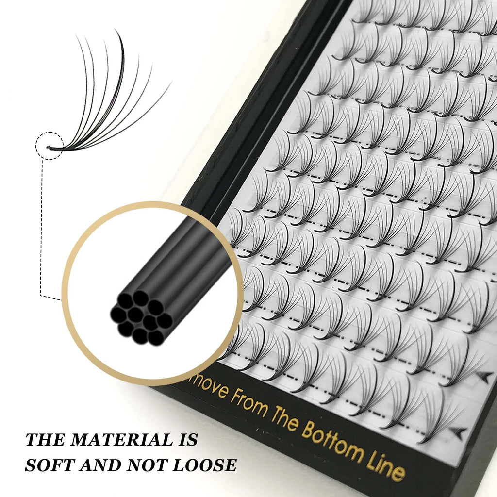 CoMango 7D 300/120Fans Pointy Base Premade Hybrid Fan Eyelash Extension Single&Mix8-15 Faux Mink Wispy Lash Korean Makeup