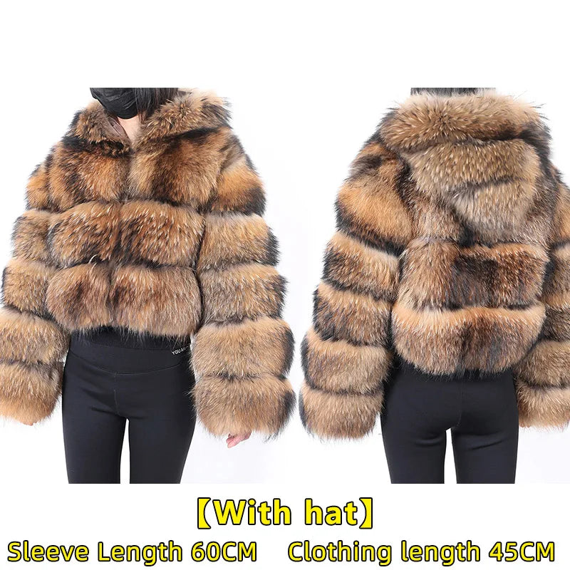 2025 maomaokong Super Hot Winter Women Luxury Thick Real Raccoon Fur Coat Natural Fox Fur Jacket Plus Size Jackets Female Vest