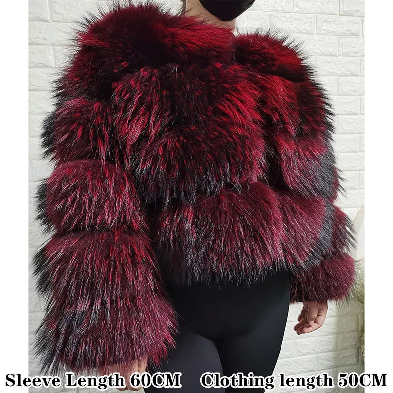 2025 maomaokong Super Hot Winter Women Luxury Thick Real Raccoon Fur Coat Natural Fox Fur Jacket Plus Size Jackets Female Vest