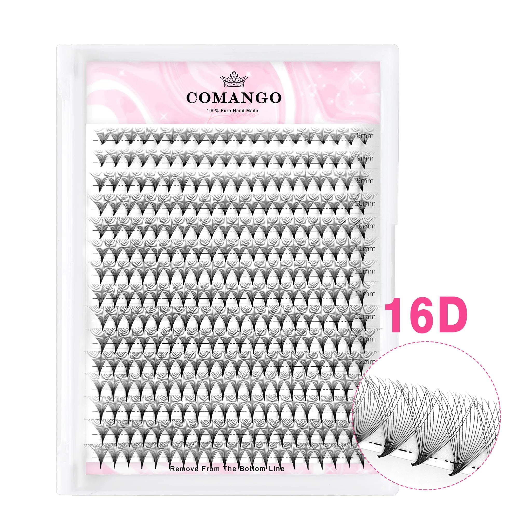 CoMango 7D 300/120Fans Pointy Base Premade Hybrid Fan Eyelash Extension Single&Mix8-15 Faux Mink Wispy Lash Korean Makeup