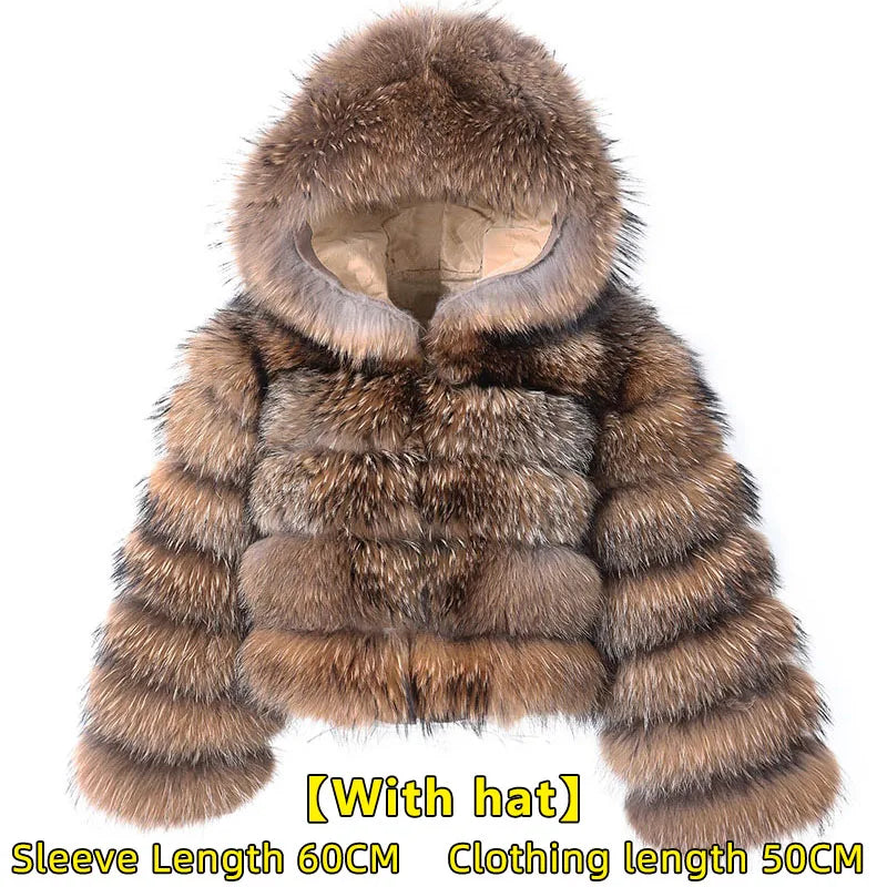 2025 maomaokong Super Hot Winter Women Luxury Thick Real Raccoon Fur Coat Natural Fox Fur Jacket Plus Size Jackets Female Vest