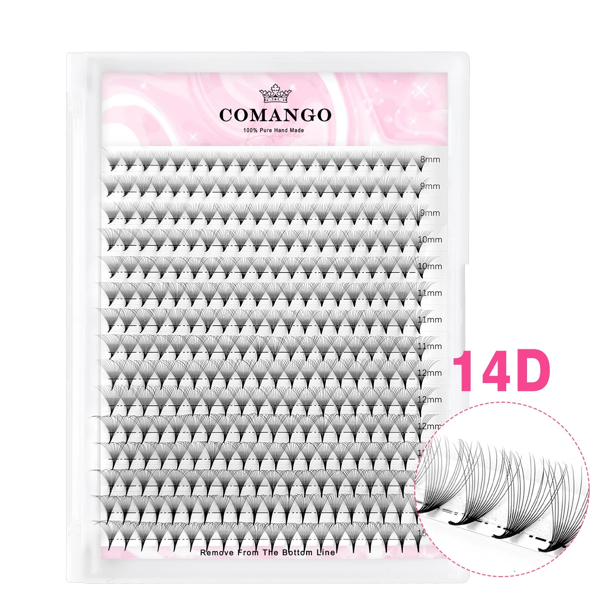 CoMango 7D 300/120Fans Pointy Base Premade Hybrid Fan Eyelash Extension Single&Mix8-15 Faux Mink Wispy Lash Korean Makeup